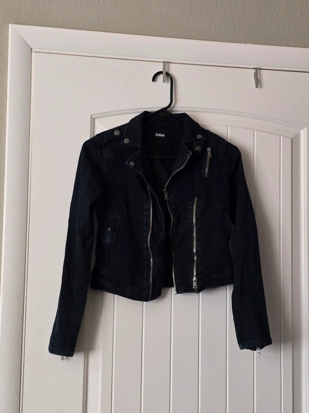 Blank NYC Black Cropped Biker Jacket with Silver Hardware
